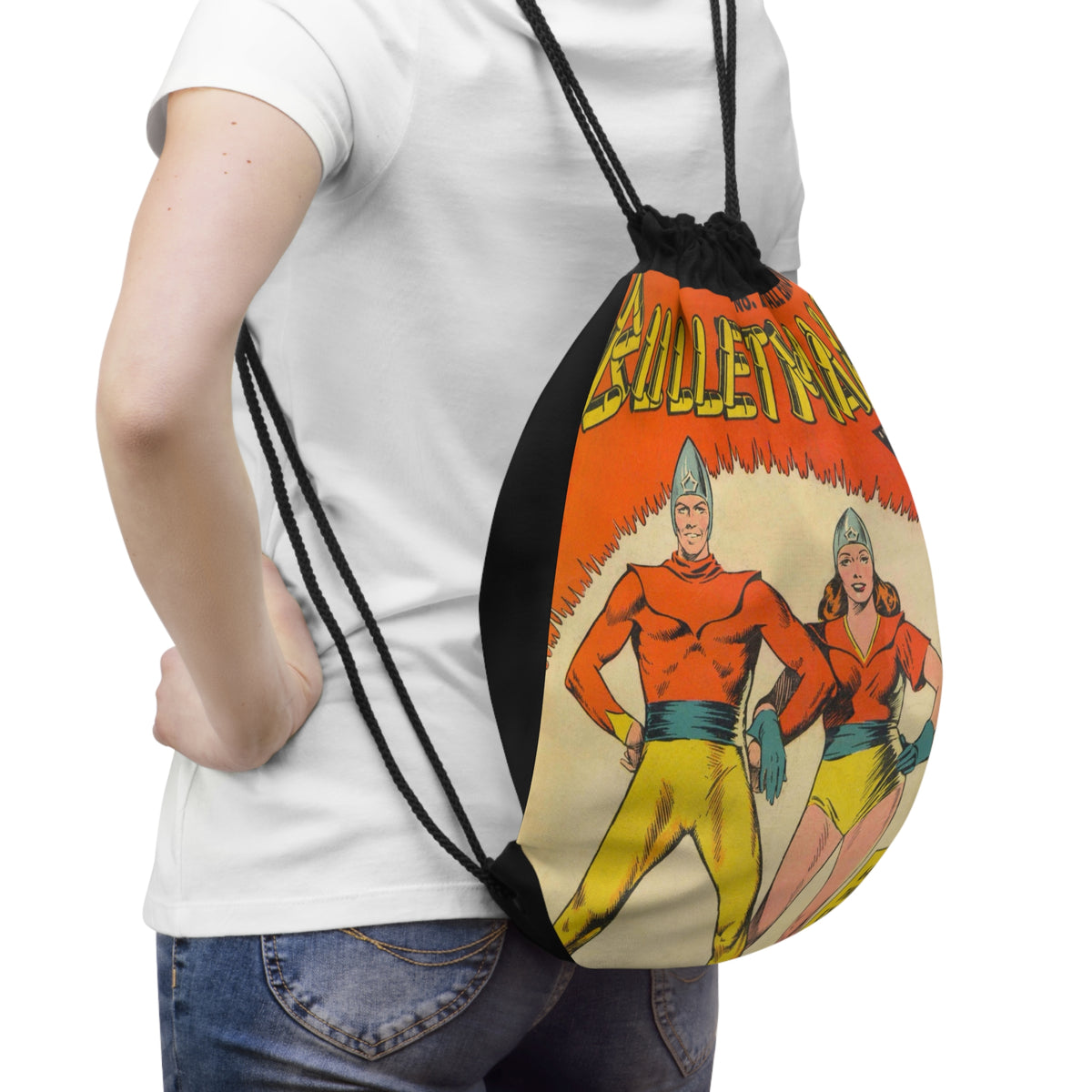 Bulletman 2 Cover Golden Age Lined Drawstring Bag