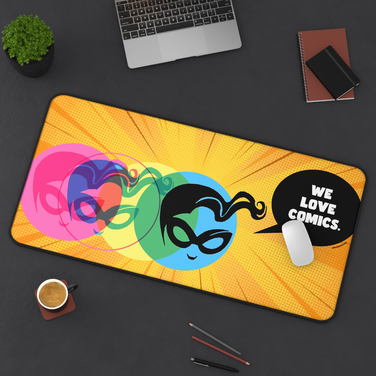 Orange Masked Vigilante We Love Comics ComicBooked! Desk Mat