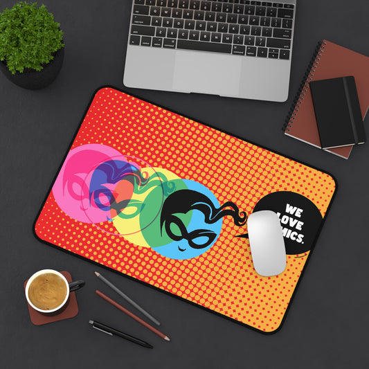 Orange Halftone Masked Vigilante We Love Comics ComicBooked! Desk Mat