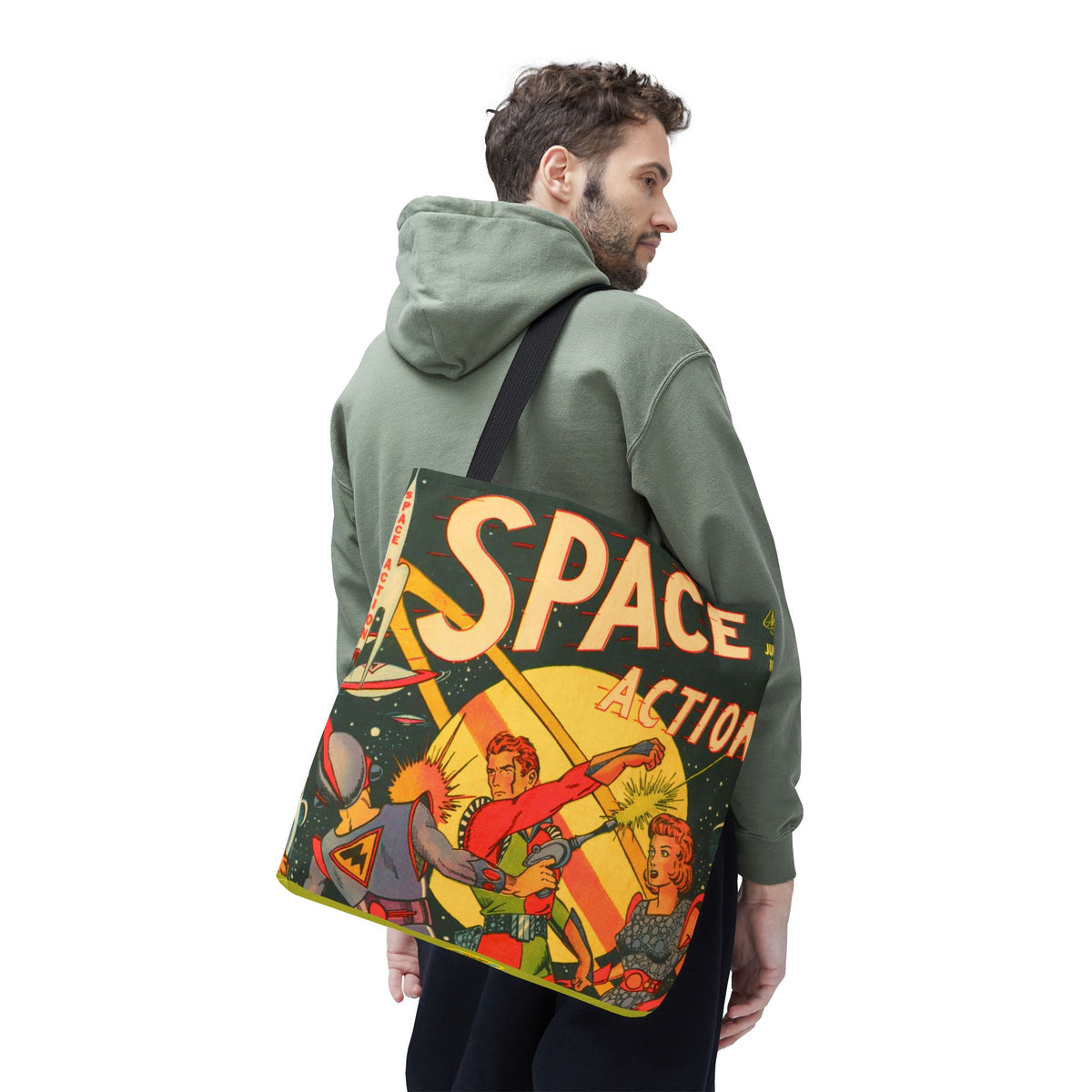 Space Action 1 Cover Golden Age Tote Bag