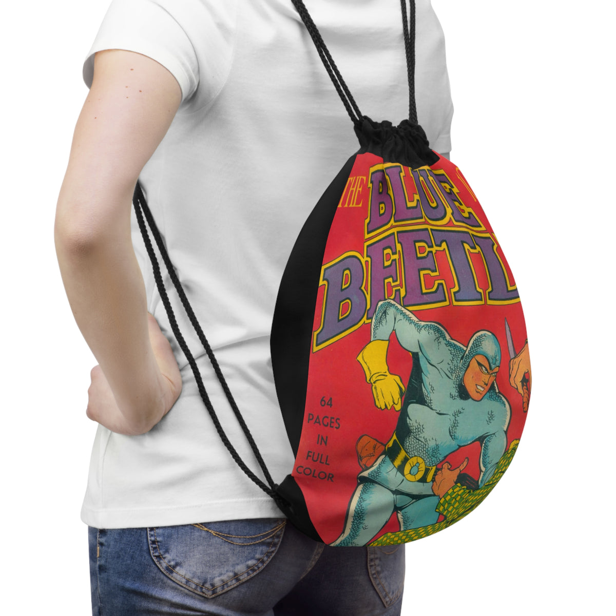 Blue Beetle 1 Cover Golden Age Lined Drawstring Bag