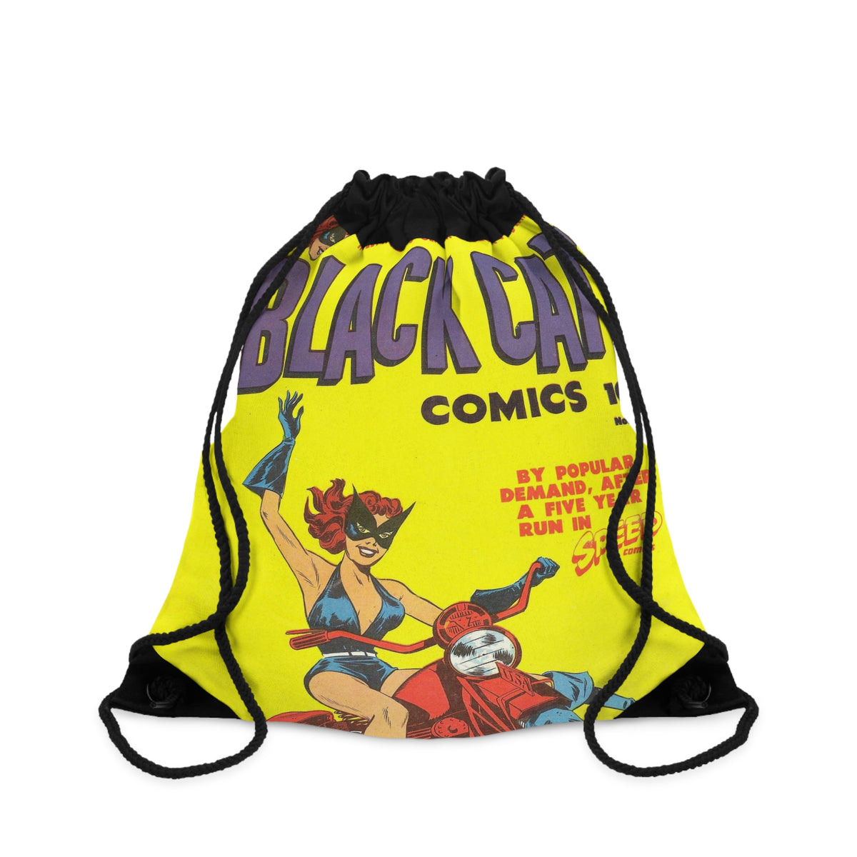 Black Cat 1 Cover Golden Age Lined Drawstring Bag