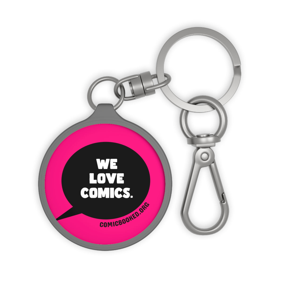 Magenta We Love Comics ComicBooked! Key Ring Tag
