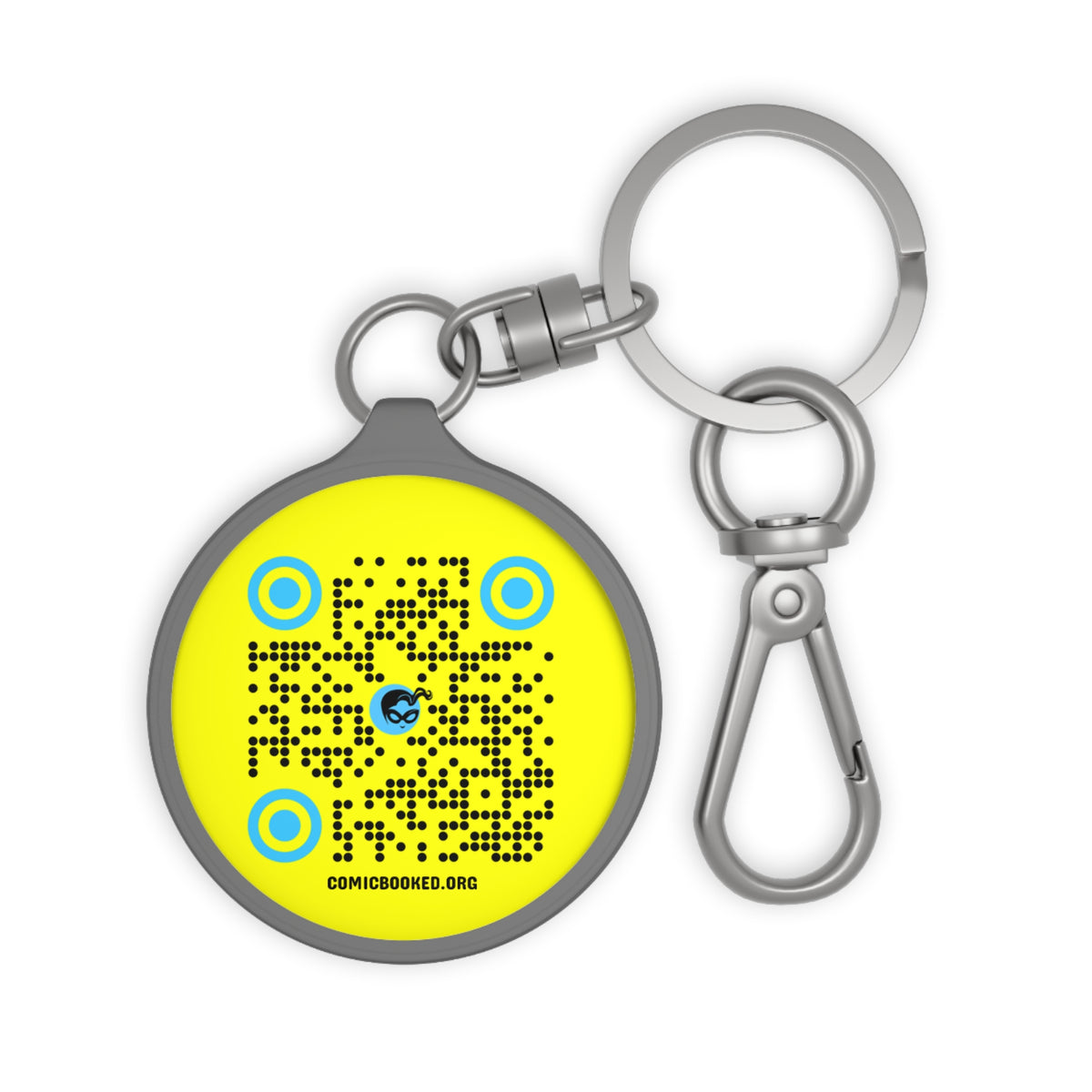 Yellow QR Code ComicBooked! Key Ring Tag