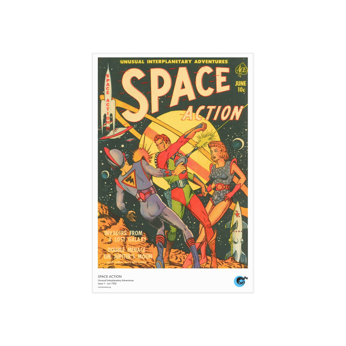 Space Action 1 Cover Golden Age Mini Print