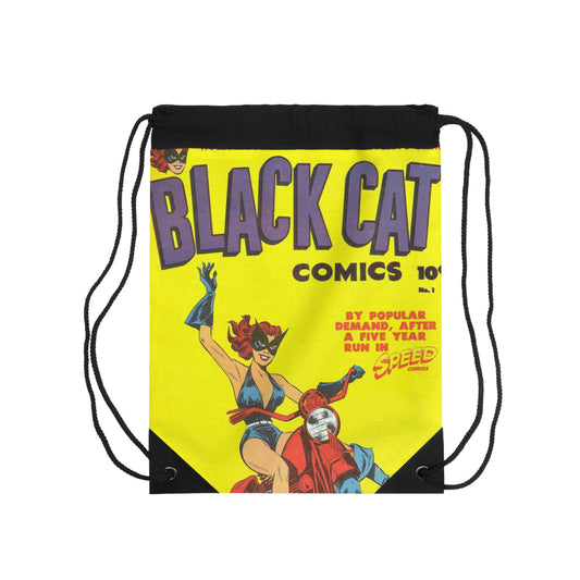 Black Cat 1 Cover Golden Age Lined Drawstring Bag