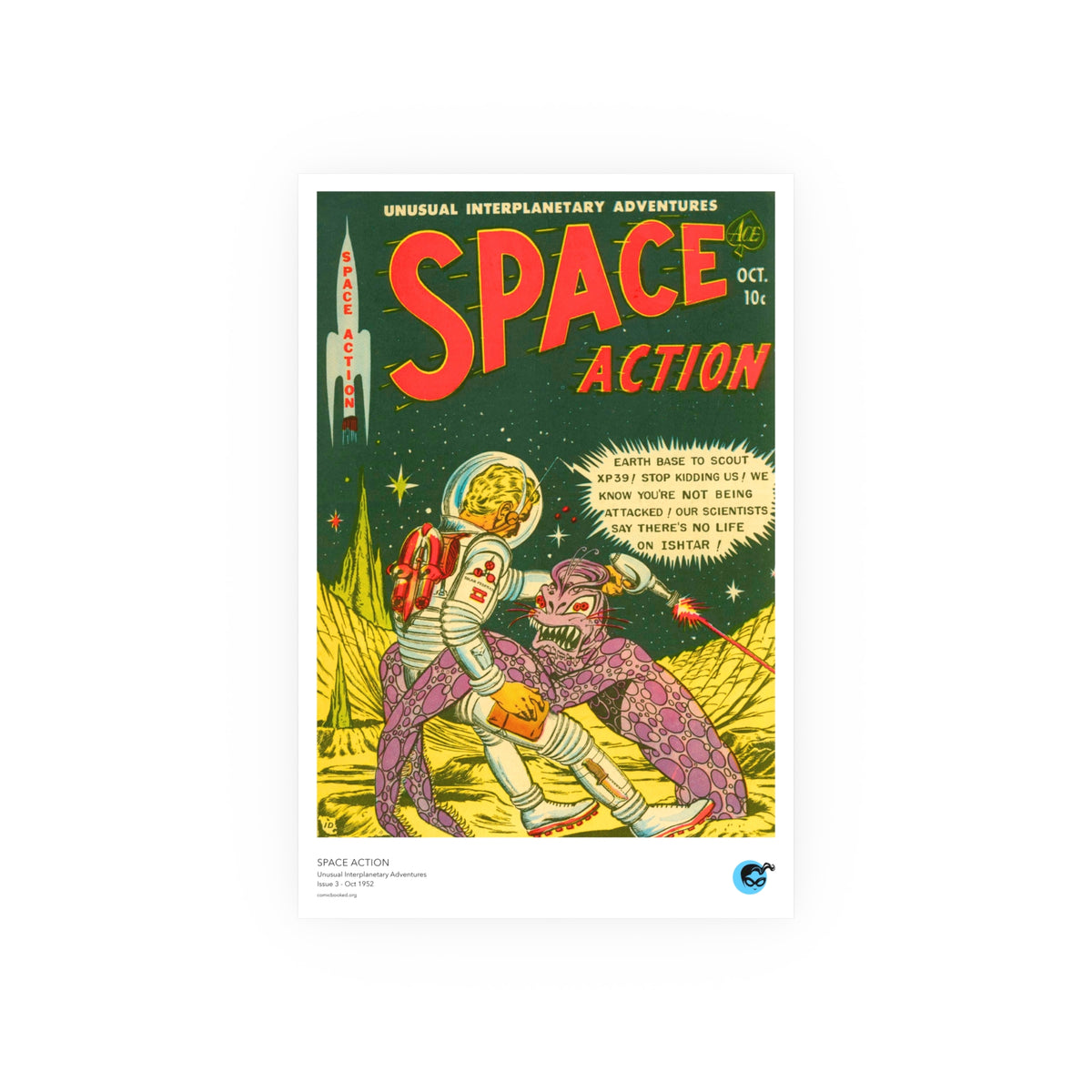 Space Action 3 Cover Golden Age Poster