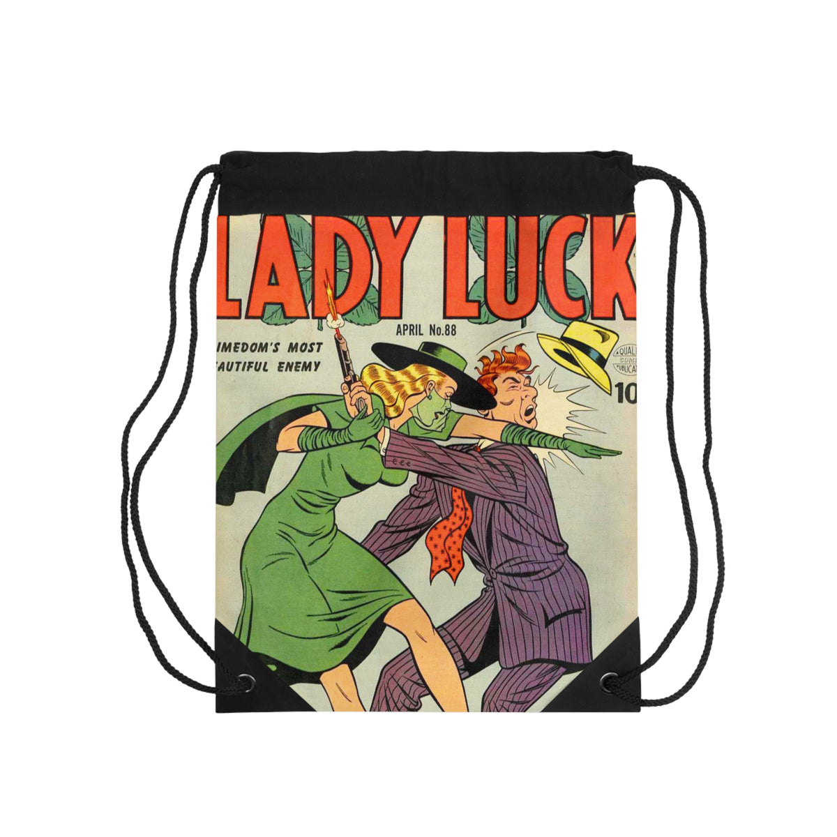 Lady Luck 88 Cover Golden Age Lined Drawstring Bag