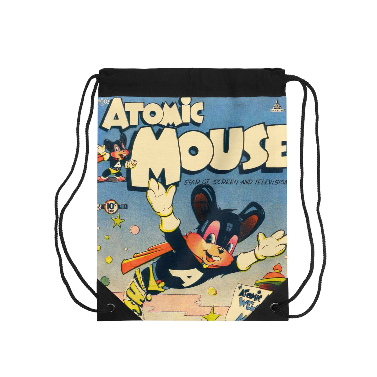 Atomic Mouse 1 Cover Golden Age Lined Drawstring Bag