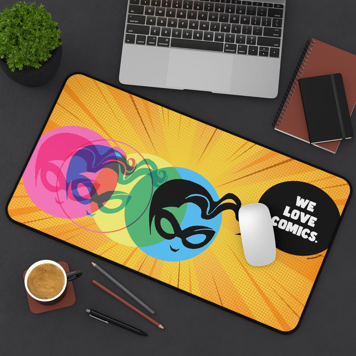 Orange Masked Vigilante We Love Comics ComicBooked! Desk Mat