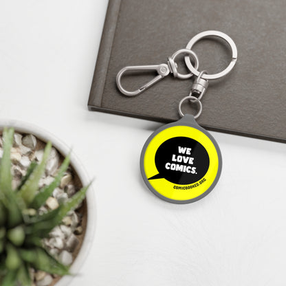 Yellow We Love Comics ComicBooked! Key Ring Tag