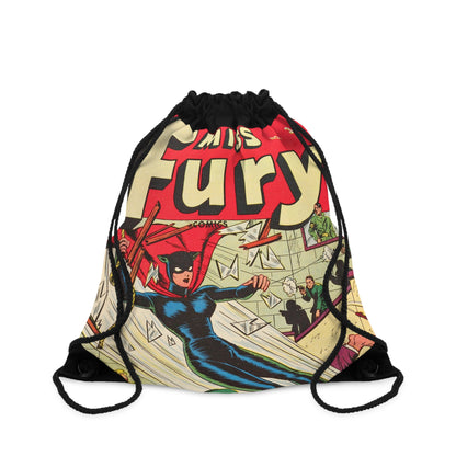 Miss Fury 3 Cover Golden Age Lined Drawstring Bag